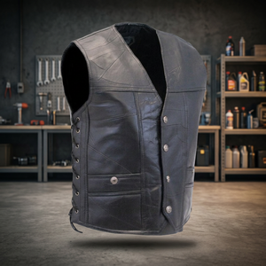 Chaleco de cuero para hombre con estilo personalizado de alta calidad, moda de motorista para hombres y mujeres, chaleco de moto de moda - Product Image 3