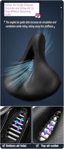 Siège de vélo <span class=keywords><strong>confortable</strong></span> pour hommes et femmes avec double absorption des chocs, <span class=keywords><strong>selle</strong></span> antidérapante et étanche, rebond élevé. - Product Image 3