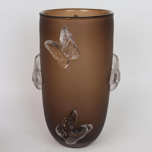 Vase en verre brun Crystal Coast, motif papillon en relief, style Art Déco, décoratif, pour table, soufflé à la main, fait main, pour mariage - Product Image 4