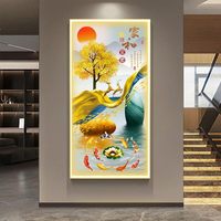 Art mural LED moderne, peinture en porcelaine cristalline, cadre en alliage d'aluminium, décoration intérieure pour salon, hall d'hôtel