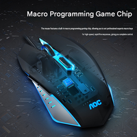 Souris de jeu filaire AOC avec éclairage RGB respirant, 6 boutons programmables, ergonomique, USB pour PC, ordinateur portable, ordinateur de bureau, joueur