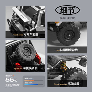 MN333 Modèle Unimog 4x4 à l'échelle 1:18 <span class=keywords><strong>Voiture</strong></span> RC à chenilles rocheuses Camion télécommandé 2.4Ghz avec contrôle proportionnel complet et châssis en alliage - Product Image 4