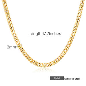 ファッションヒップホップチョーカー ジュエリーチェーンネックレス 14K金メッキ カデナス・クバーナ・デ・オロ フランコ マイアミ ダイヤモンドカット キューバンリンク - Product Image 5