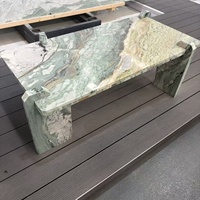 Table basse carrée en marbre vert Victoria, meubles en pierre naturelle pour salon