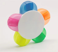Ensemble de surligneurs en forme de fleur 5 couleurs, marqueurs rétractables en forme de pétale, pointe biseautée fluorescente pour l'école, le bureau, les notes, la papeterie