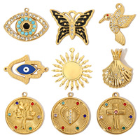 Pendentif en acier titane en forme de serpent/delfin/tortue/coquillage, style marin, avec pierre naturelle incrustée, marque YINONG, pour femme