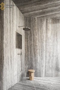 YUSHI pierre naturelle italie argent gris <span class=keywords><strong>travertin</strong></span> carrelage pour baignoire vanité panneau mural salle de bain carreaux de sol Villa <span class=keywords><strong>escalier</strong></span> - Product Image 5
