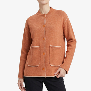 Cardigan Classico Retrò da Donna in Lana Intrecciata <span class=keywords><strong>con</strong></span> Ricamo a Mano, Motivo Tinta Unita, Stile Casual <span class=keywords><strong>con</strong></span> Bottoni e Tasche - Product Image 2