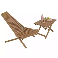 Ensemble de mobilier d'extérieur pour jardin, patio, balcon, terrasse, table à thé, petite chaise longue pliante en bois massif, chaise Waikiki