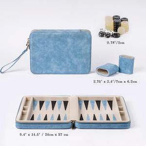 Jeu de société <span class=keywords><strong>classique</strong></span> bleu personnalisé ensemble de backgammon de voyage en cuir de qualité supérieure pour adultes - Product Image 5