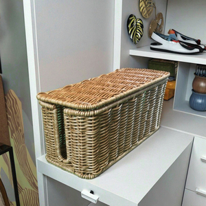 Giỏ đựng đồ bằng nhựa giả mây hình chữ nhật lớn Yiqiang, chất liệu PP, dùng để đựng quần áo, đồ chơi, đồ ăn vặt, hộp đựng đồ dùng gia đình, tủ quần áo - Product Image 4