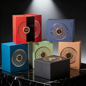 Boîtes rigides en papier de luxe pour cosmétiques et parfums, avec design créatif personnalisé, estampage à chaud, fermeture magnétique à double porte - Product Image 1