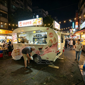 Mobile Food Cart With Wheels Ice Cream Cart Bubble Tea Hamburger Restaurant <b>Kitchen</b> Bbq Fully Equipped Vintage Food Truck - Product Image 4