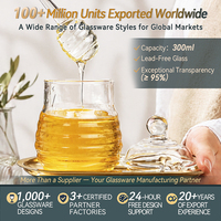 Bocaux à miel en verre de qualité alimentaire, utilisation en cuisine, vente en gros, restauration, hermétiques, compatibles lave-vaisselle, 300 ml, ouverture large, faciles à nettoyer