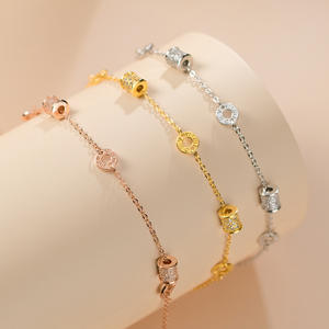 Luxury 18 Gold Plated S925 Sterling Silver Zircon Small <strong>Waist</strong> Geometric Adjustable Women's <strong>Bracelet</strong> - Product Image 6