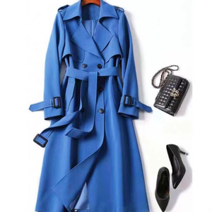Manteau long trench-coat pour femme, kaki, coupe ample, ceinturé, longueur genou, printemps automne, style décontracté européen américain - Product Image 4
