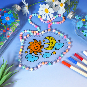 Kit per Creare Acchiappasole con Perline e Pennarelli Acrilici per Bambini, Set Artistico Fai-da-Te con Tema <span class=keywords><strong>Sole</strong></span> e Luna - Product Image 4
