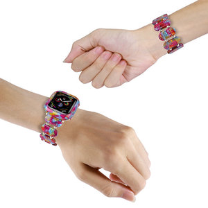 Apple Watch Beaded <b>Elastic</b> Band 20mm 22mm Oval Snap Fastener Unisex Fitness Tracker Strap With Case - Product Image 4