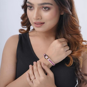 Luxury hip hop moissanite pink baguette bracelet jewellery <b>for</b> <b>women</b> with elegant buckle and premium modern statement style - Product Image 1