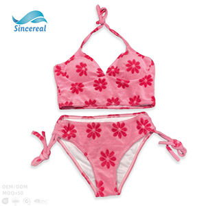 <span class=keywords><strong>Ensemble</strong></span> bikini 2 pièces <span class=keywords><strong>en</strong></span> tissu <span class=keywords><strong>éponge</strong></span> rose floral personnalisé, attaches ajustables à l'avant, séchage rapide, respirant, confortable, vêtements de plage pour femmes - Product Image 3