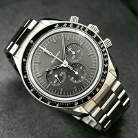 Jam Tangan Kronograf Mekanis OME Moon Landing Pria Sport Tahan Air 50M Bezel Keramik Hitam Klasik 42mm Baja Tahan Karat