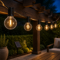 Guirlandes lumineuses solaires étanches G40 E12 LED, ampoules globe rechargeables par USB pour la décoration de jardin, de café et d'événements