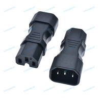 IEC 320 C14 ke C15 10A Adaptor Daya Steker Listrik PVC 3 Kutub Laki-laki ke Perempuan Konverter AC Lurus untuk PDU/UPS Server