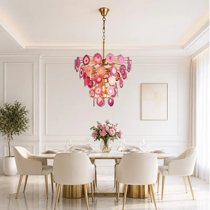 Luxury Pink Agate Sputnik Chandelier 8 Light Mid Century Modern Pendant Ceiling <b>Lamp</b> <b>for</b> Dining Room Kitchen <b>Bedroom</b> - Product Image 3