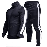 Ensembles de survêtements de sport décontractés pour hommes grandes tailles, épais, à fermeture éclair intégrale, pour le jogging et la course, 2 pièces, 100% coton