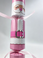 Craquelins de Noël Père Noël roses de 12 pouces - Adorables cadeaux de fête pastel pour les fêtes de fin d'année