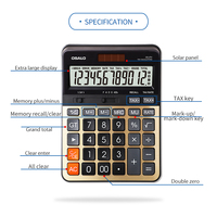 Calculatrice financière fiscale à double alimentation OS-3TV à 12 chiffres, convertisseur de devises avec fonction fiscale, fabriquée en plastique