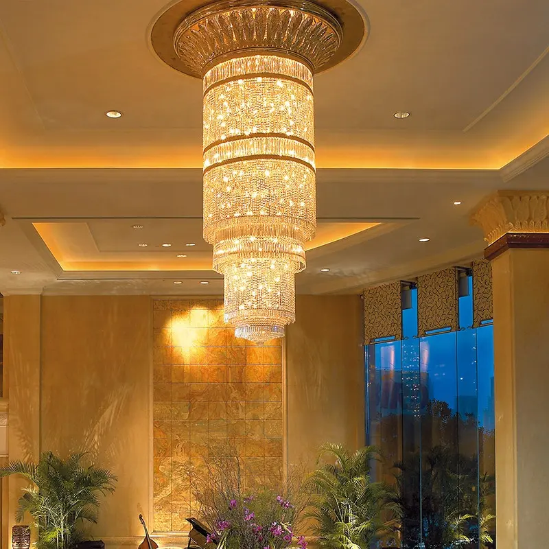 モダンなホテルロビー高級クリスタルハンギングライトクリスタルシャンデリア照明大きな金色の装飾的なヨーロッパのヴィンテージ高級ランプ