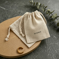 Pochette à cordon en coton naturel, lin et jute, anti-poussière, avec logo personnalisé, petit sac cadeau pour bijoux, bougies, savons, emballage de thé