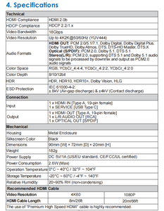 HDMI 18gbps trích xuất âm thanh với downmix âm thanh - Product Image 5