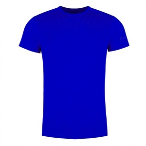 T-shirt bleu à manches courtes pour homme, col rond, coupe classique, uni, sportif, avec logo sur la manche gauche, OEM, vêtements de fitness et d'athlétisme - Product Image 1
