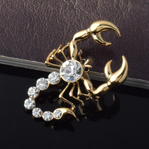 Broche de scorpion incrustée de diamants européenne américaine unique 1 pièce accessoire de vêtements d'animaux en cristal créatif avec épingle à fleur en alliage - Product Image 6
