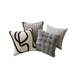 <span class=keywords><strong>Coussin</strong></span> de canapé personnalisable en polyester noir et or de luxe, style japonais abstrait, broderie au trait, avec rembourrage en coton PP - Product Image 5