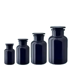 Hot Selling Empty Glass Pill Bottle 250 Ml 8.4 Fl Oz Optical Ultraviolet Glass On Glass Apothecary Jar
