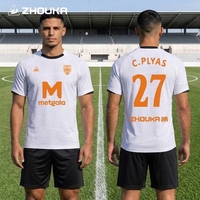 Maillot de football personnalisé avec logo jacquard, impression par transfert thermique, respirant, anti-humidité, prêt à l'emploi, directement de l'usine