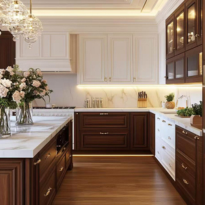 Mobile da <span class=keywords><strong>cucina</strong></span> moderno personalizzato in legno massello MDF intera casa <span class=keywords><strong>cucina</strong></span> completa per uso appartamento fabbricati armadi personalizzati - Product Image 2