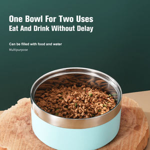 ชามอาหารสัตว์เลี้ยงแบบมีฉนวนโลหะ ชามน้ำสแตนเลสกันลื่น สำหรับ<span class=keywords><strong>สุนัข</strong></span>และแมว ขนาดใหญ่และขนาดกลาง พร้อมแผ่นรองกันลื่น - Product Image 4
