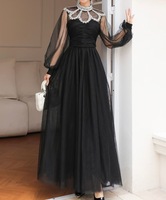 Robe en dentelle élégante pour femmes, de haute qualité, longue robe de soirée d'été, robe de cocktail vintage, broderie de créateur, robe de bureau pour femmes, Vestidos S-4XL