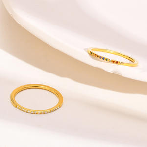 Taige Accessoires <span class=keywords><strong>bague</strong></span> en zircon couleur acier inoxydable extrêmement fine 1MM de large accessoires transfrontaliers simples pour femmes - Product Image 1