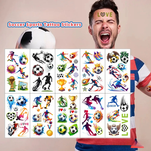 Nouveaux Autocollants Tatouages Sportifs de Football pour le Carnaval et les Matchs de Football – Accessoires de Décoration DIY pour Visage et Bras pour les Fans - Product Image 1