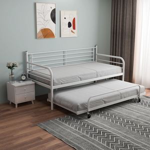 <span class=keywords><strong>Lit</strong></span> d'appoint convertible moderne en métal blanc avec roulettes, écologique et peu encombrant, idéal pour l'école, l'appartement, la chambre et le salon - Product Image 1