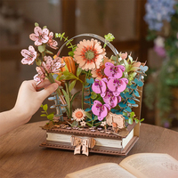 Robotime Rowood 3D Puzzles TW04H Buku Bunga Mekar Kayu DIY Set Bangunan Bunga Buatan Kerajinan Kayu