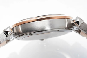 Montre mécanique automatique élégante et tendance, cadran blanc argenté gravé, bracelet en chaîne dorée, verre saphir - Product Image 5