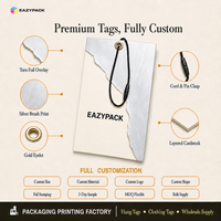Étiquettes superposées personnalisées directes usine, style déchirable, cartes d'étiquettes suspendues, étiquettes à œillets en laiton, écologiques, logo personnalisé EAZYPACK pour