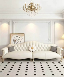 Palace Style Luxury and High-end Leather <b>Sofa</b> Living Room <b>Small</b> Apartment European and American Retro Cream Style <b>Sofa</b> - Product Image 2