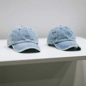 6 لوحات منحنية سادة للجنسين قبعة أبي بيسبول خمر غسل الدينيم المتعثرة - Product Image 1